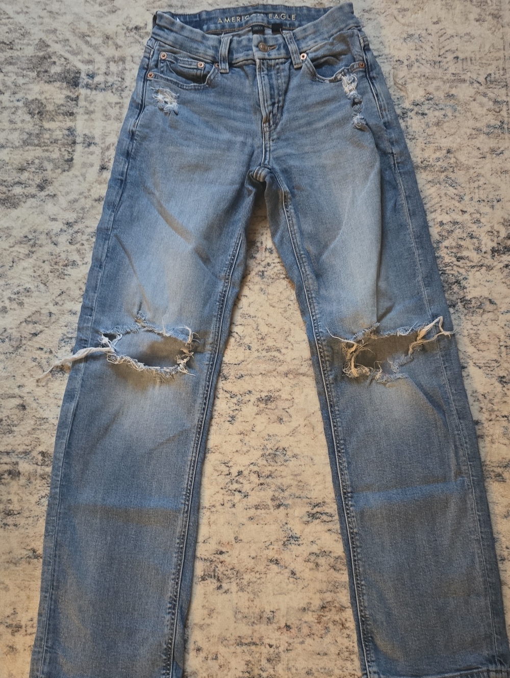 American Eagle Outfitters Distressed Light Blue Ripped Jeans